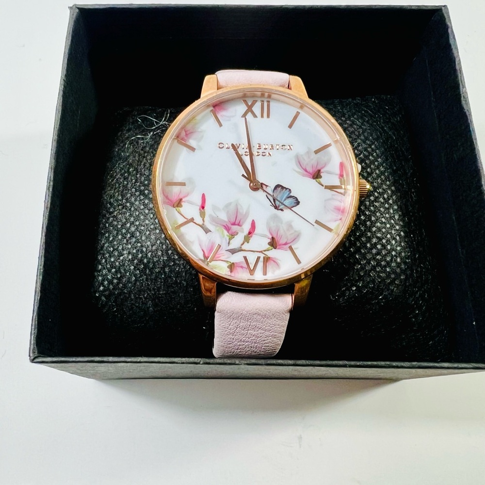 Olivia Burton Gold and Pink Floral Watch